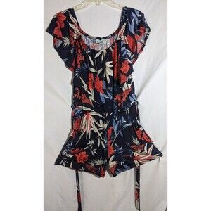 Veronica M Romper Dress ~ Size S ~ Floral Multicolor Belted Pockets Peasant Top